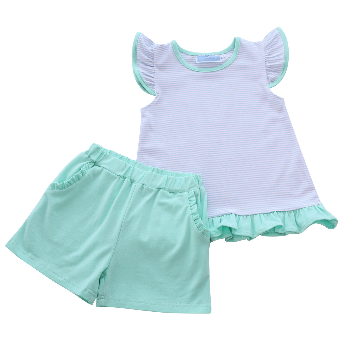 Mary Margaret Short Set Light Blue & Mint Prim and Proper Children's