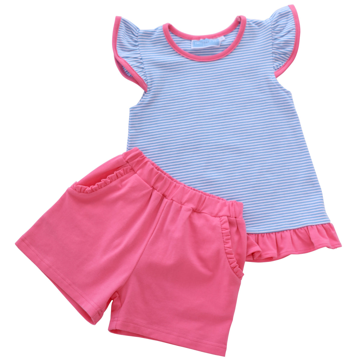 Mary Margaret Short Set Light Blue & Pink Prim and Proper Children's