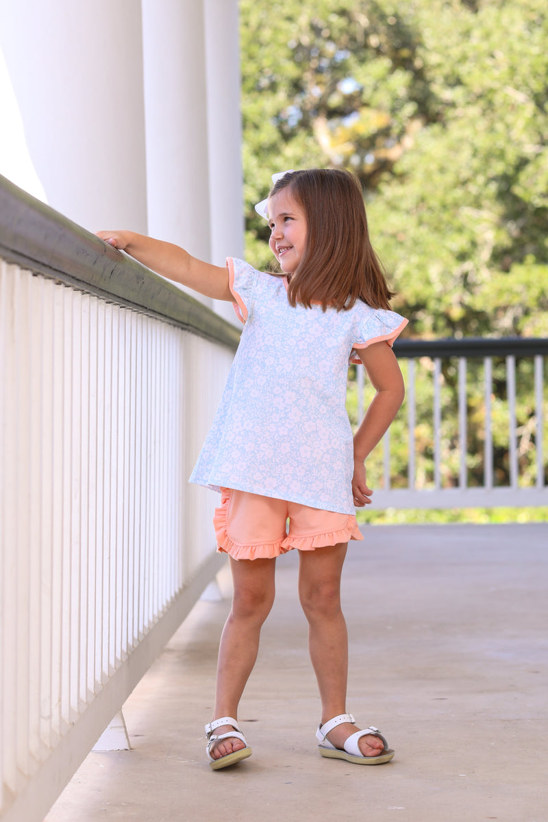 Seaside Floral Ruffle Short Set Prim and Proper Children's Apparel