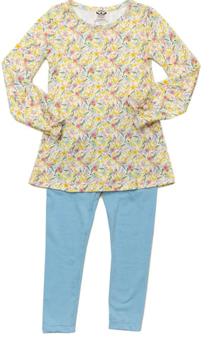 Blue Floral Leggings Set