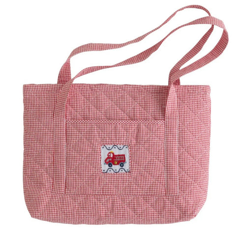 Quilted Luggage Tote - Fire Truck