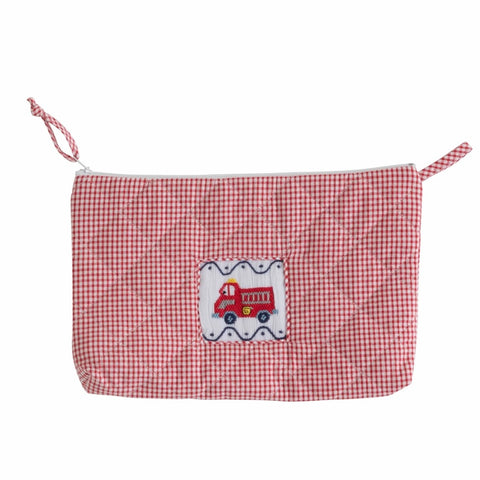 Quilted Luggage Cosmetic Bag - Fire Truck