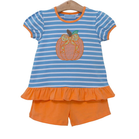 Pumpkin Applique Ruffle Short Set