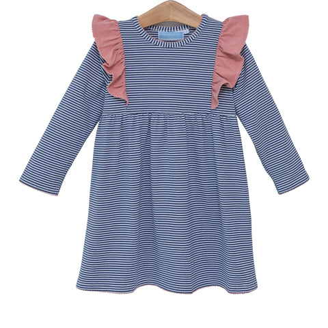 Madison Dress - Blue Stripe/Mauve