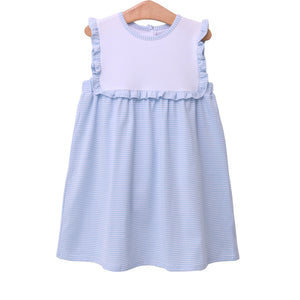 Alice Dress- Light Blue Stripe Prim and Proper Children's Apparel and Gifts Alice Dress- Light Blue Stripe Prim and Proper Children's Apparel and Gifts